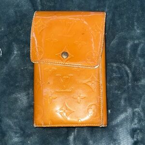 Louis Vuitton Orange vernis the walker long wallet damaged